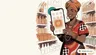 Nigerian shop owner holding her phone with the SabiBooks app installed on the home screen