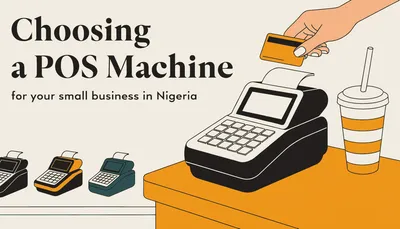 POS terminal on a shop counter with a customer tapping a bank card