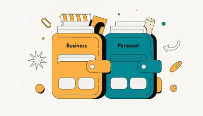 Two wallets side by side, one labeled Business and one labeled Personal